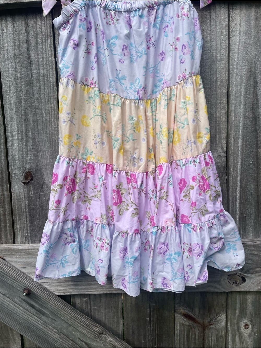 LoveShackFancy Target Pastel Tiered Floral Dress with Tie Straps Sz M - Picture 3 of 12